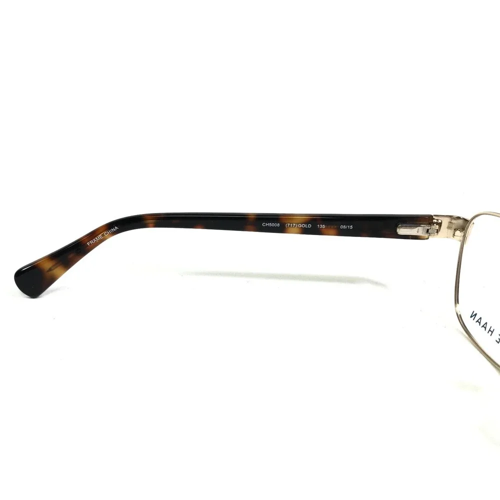 Cole Haan Eyeglasses Frames CH5008 717 GOLD Tortoise Square Wire Rim 52-17-135